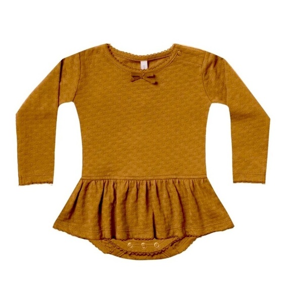 Quincy Mae Other - Quincy Mae 0-3 Months Pointelle Skirted Bodysuit in Walnut Brown